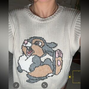 Zara Beige Sleeveless Top with Cartoon Motif